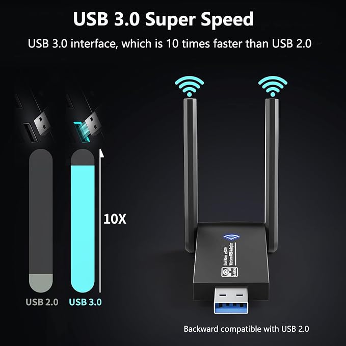 1300Mbps Wireless WiFi Adapter, USB3.0 WiFi Dongle 2.4G/5G 802.11AC Network - Image 5