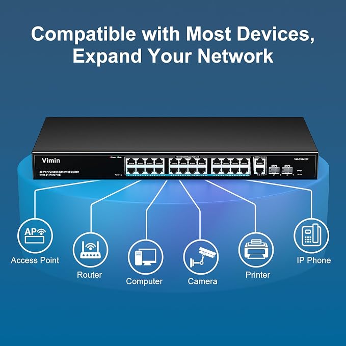 VIMIN 28 Port Gigabit PoE Switch - Image 3