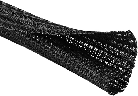 3/8"-25ft Cord Protector Wire Loom Tubing Split Sleeve Cable Sleeve for USB Power Audio Video Cables - Pet Chewing Protection, Flexible Cable Management Cover - Black