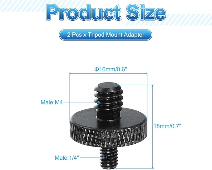 PATIKIL Tripod Screw Adapter 1/4" Male to M4 Male, 18 mm - Image 2