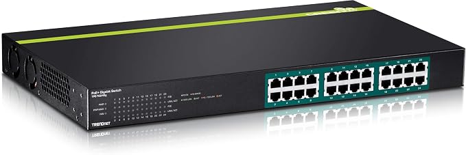 TRENDnet 24-Port Gigabit PoE+ Switch, LED Indicators, 370 Watt Power Budget by Amazon+Renewed