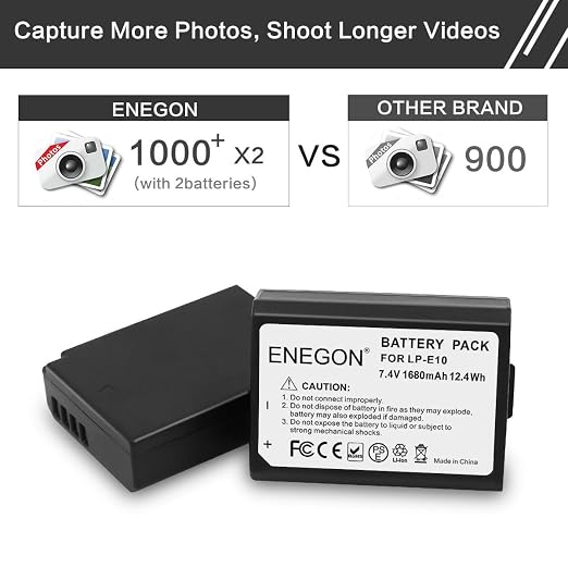 ENEGON LP-E10 Replacement Battery and Rapid Dual Charger - Image 2