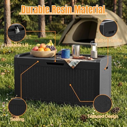 Outdoor Storage Box, 120 Gallon Waterproof Resin Patio Deck Box - Image 3