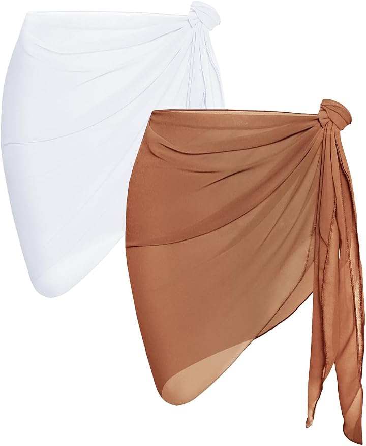 CHICGAL 2 Pieces Women Beach Sarong Bathing Suit Wrap Skirt Sheer Bikini by CHICGAL