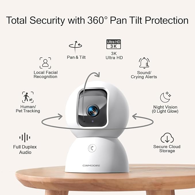 Upgraded 3K Security Camera Indoor, Free Time Lapse, AI Tracking & Face ID - Image 2