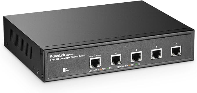 MokerLink 5 Port 10G Unmanaged Ethernet Switch, 10G/5G/2.5G/1G Auto-Adaptive by MokerLink