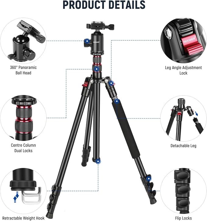 NEEWER 77” Camera Tripod Monopod - Image 8