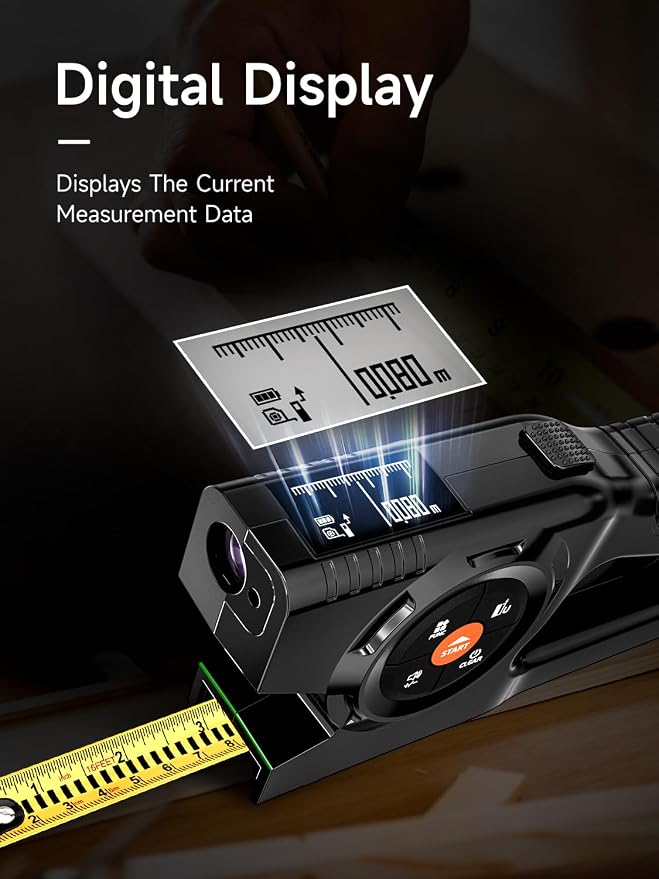 3-in-1 Digital Tape Measure, 196Ft Laser Measurement Tool & Auto Lock Tape - Image 2