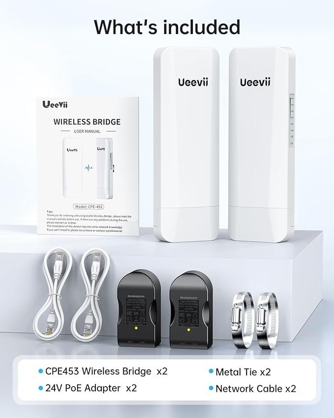 Wireless Bridge Point to Point Outdoor: Ueevii 5.8GHz Dual 100Mbps WiFi Bridge - Image 9