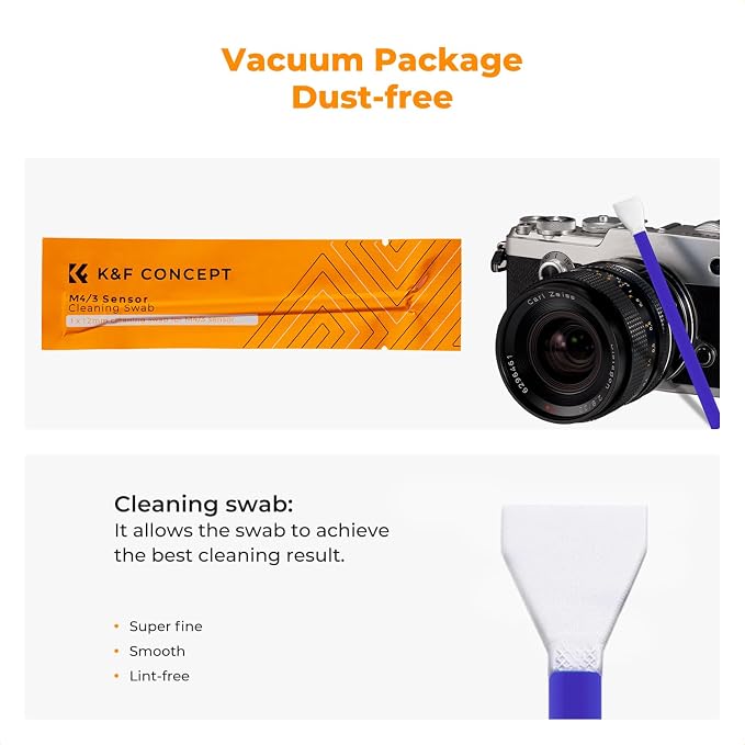 K&F CONCEPT 12mm Micro Four-Thirds 4/3 Sensor Cleaning Swab*10, M43 Sensor - Image 3