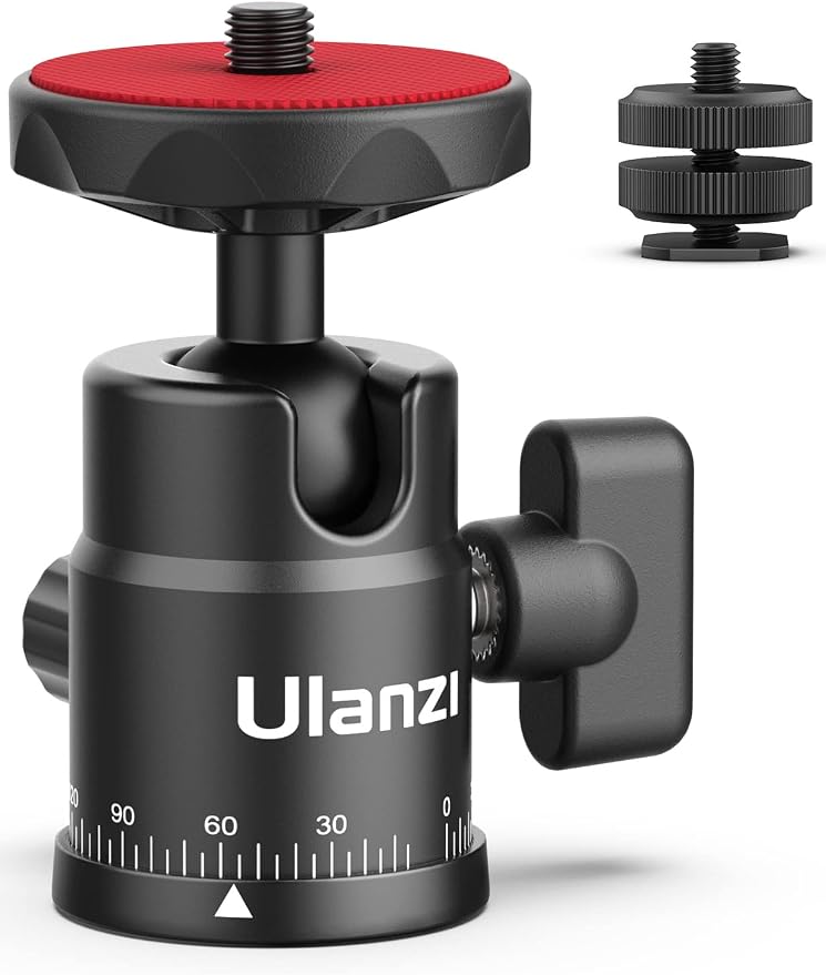 Mini Ball Head, ULANZI H28 Panoramic Tripod Head + Dual Hot Shoe Mount DSLR by Ulanzi