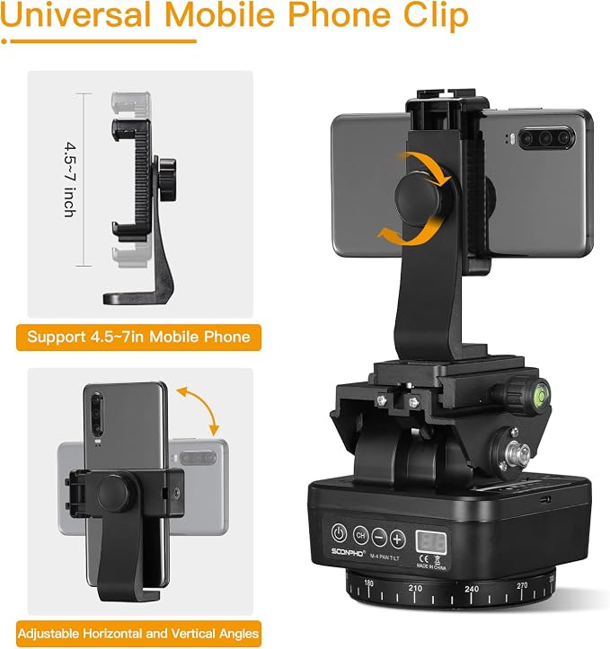 Soonpho M4 Motorized Rotating Panoramic Tripod Head, Remote Control Pan Tilt - Image 5