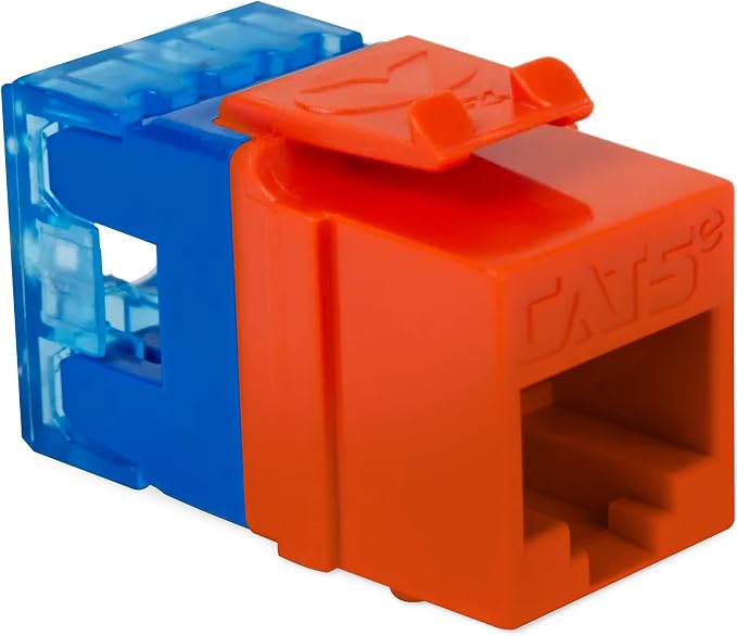ICC CAT5e Keystone Jack with Slim Profile 180 Degree Punch Down, RJ45 UL Listed by ICC