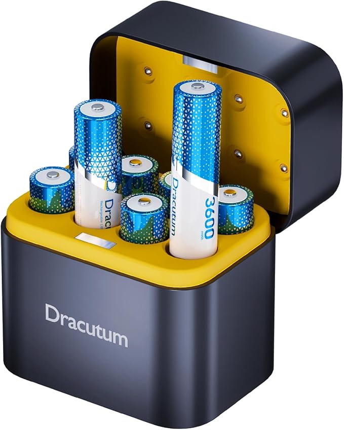 Rechargeable Lithium AA Batteries 8-Pack by Dracutum
