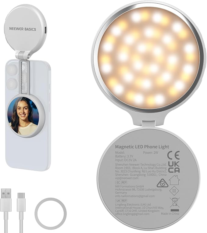 NEEWER Basics Magnetic LED Selfie Light Compatible by Neewer