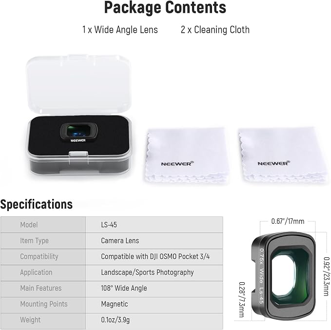 NEEWER 0.75x 108° FOV Wide Angle Lens Compatible - Image 8