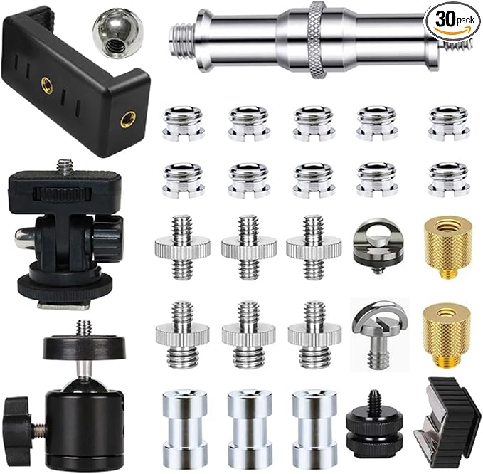 30Pack Camera Tripod Screw Mount Kit 1/4 to 3/8 Inch Adapter Threaded Converter by NeucomBBT