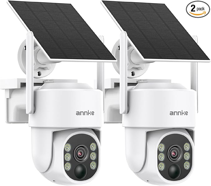 ANNKE 2.5K Solar Security Cameras Wireless Outdoor, 2 Pack 360° View Pan/Tilt by ANNKE