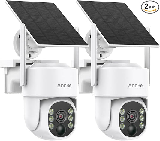 ANNKE 2.5K Solar Security Cameras Wireless Outdoor, 2 Pack 360° View Pan/Tilt by ANNKE