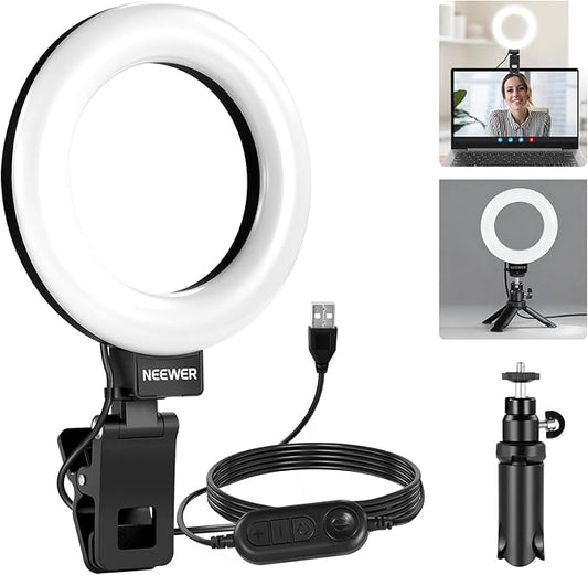 NEEWER Basic 5" Ring Light for Video Conference Lighting, Clip on Light Kit by Neewer