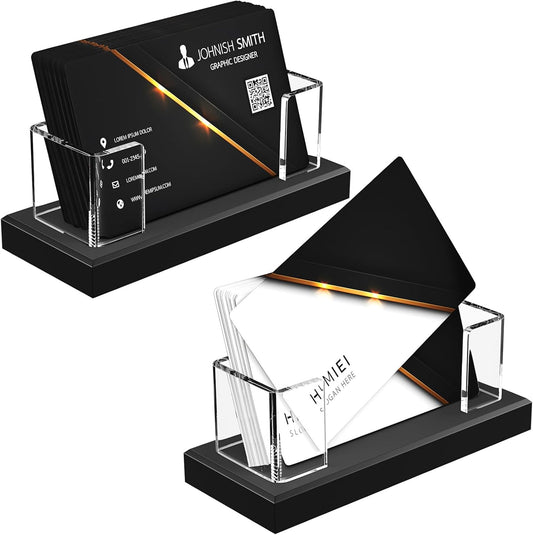 HIIMIEI Business Card Holder Acrylic: 8 Pack Business Card Display for Desk - Clear Business Card Stand for Office Reception Event Conference Room Desktop
