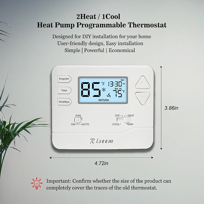 Thermostat for Heat Pump, Programmable Thermostat for House, Single-Stage - Image 2