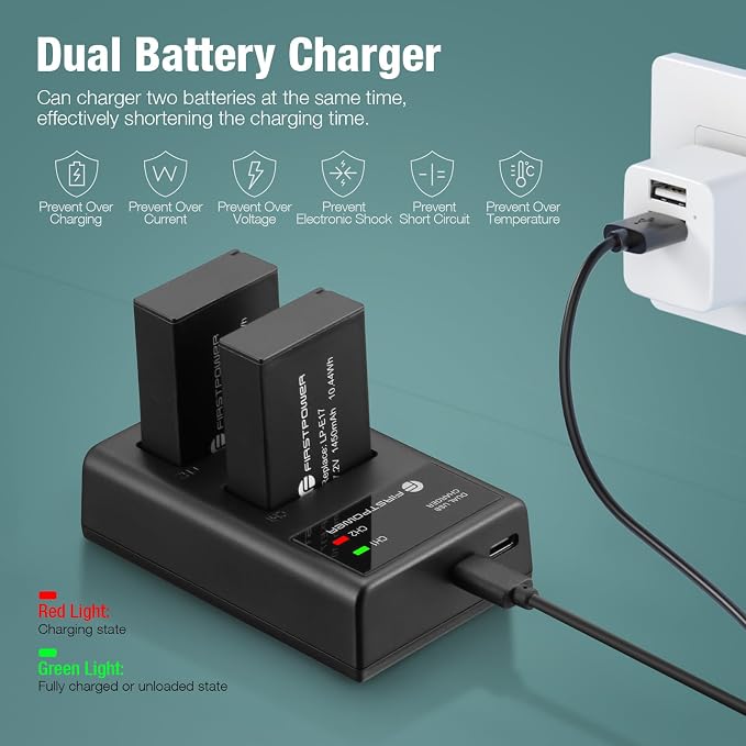 FirstPower 2-Pack LP-E17 Battery and Dual USB Charger - Image 4