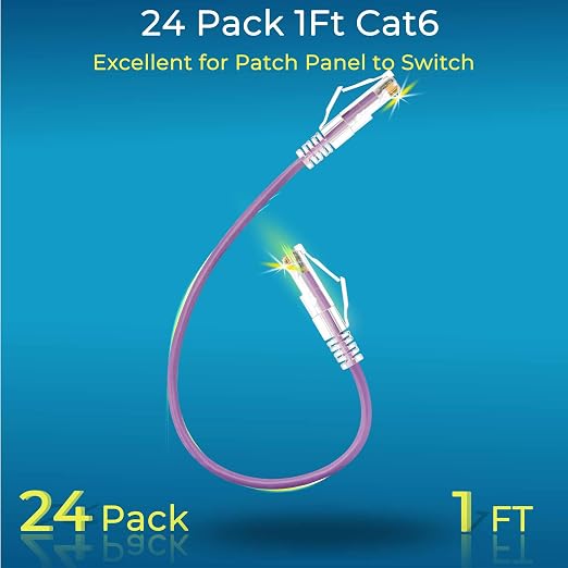 Rapink Patch Cables Cat6/ Cat6a 1ft Slim, Cat6a Ethernet Patch Cable 10G Support - Image 2