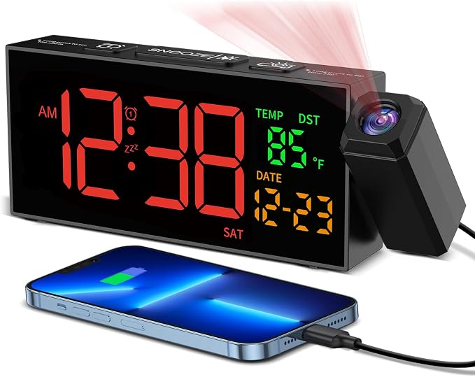 Netzu Projection Clock for Bedroom Ceiling, Alarm Clocks by Netzu