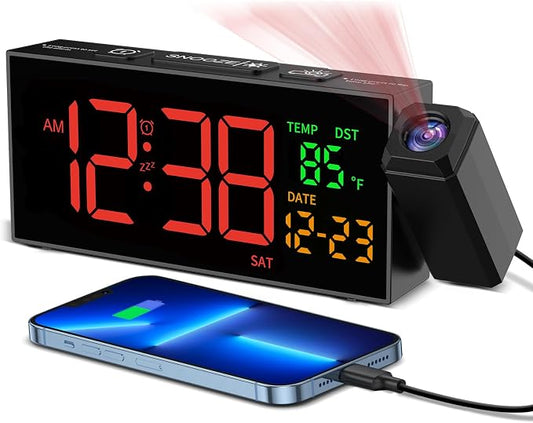 Netzu Projection Clock for Bedroom Ceiling, Alarm Clocks by Netzu