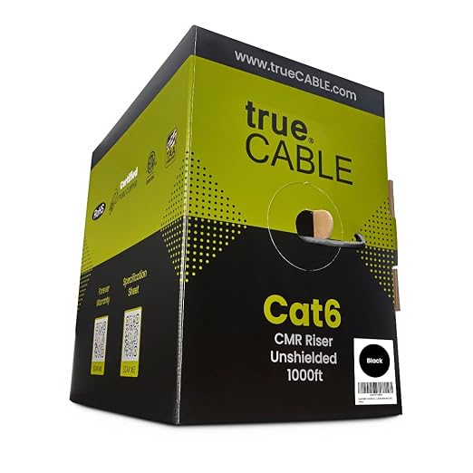 trueCABLE Cat6 Riser, 23AWG 4 Pair Solid Bare Copper, ETL Listed, Unshielded by trueCABLE