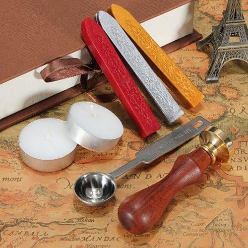 Vintage Alphabet Initial R Wax Seal Sealing Stamp Sealing Wax Sticks Spoon Wood Box Set Classical Old-Fashioned Antique Alphabet Invitation Package Seal Wax Stamp Box Kit