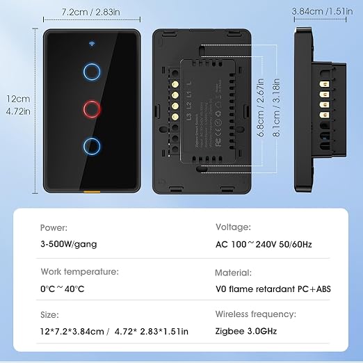 Zigbee Smart Touch Wall Light Switch, Requires ZigBee Hub, No Neutral Wire - Image 6
