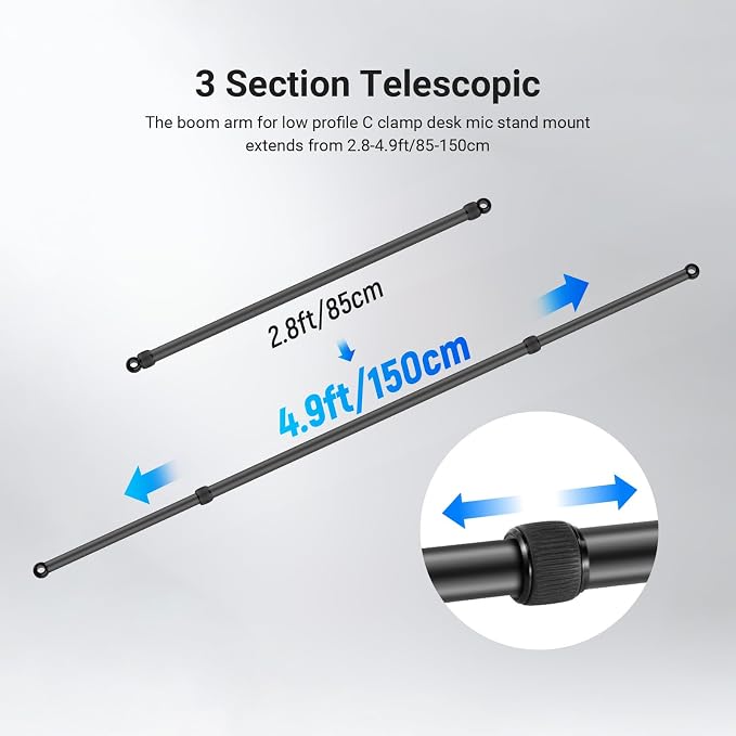 NEEWER 2.8-4.9ft Horizontal Boom Arm Only - Image 3