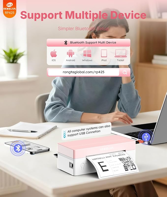 Rongta 4x6 Bluetooth Thermal Label Printer, Wireless Shipping Label Printers - Image 2