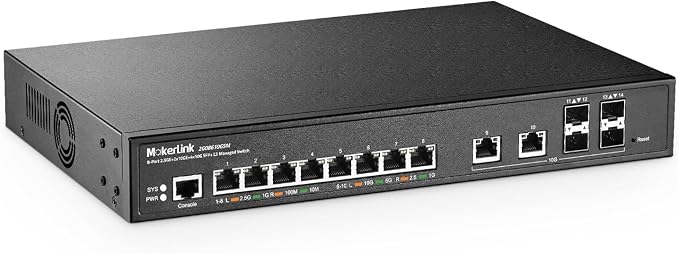 MokerLink 8 Port 2.5 Gigabit Managed Switch, 2x10G Ethernet Ports, 4x10G SFP+ by MokerLink