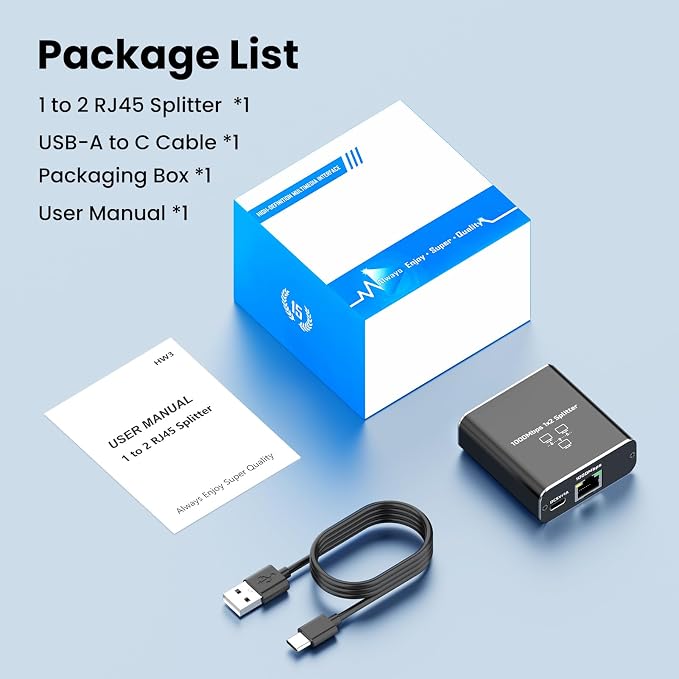 Gigabit Ethernet Splitter 1 to 2, 1000Mbps High Speed LAN Splitter - Image 6