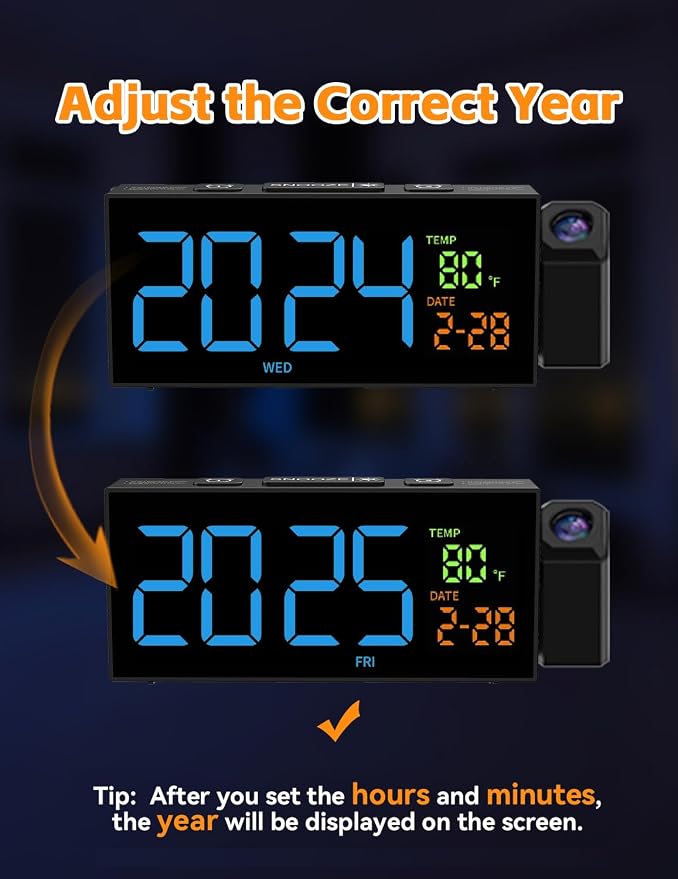 Netzu Projection Clock for Bedroom Ceiling, Alarm Clocks - Image 8