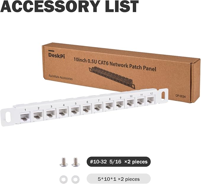 GeeekPi 12 Port Patch Panel, 10inch 0.5U CAT6 Network Patch Panel - Image 6