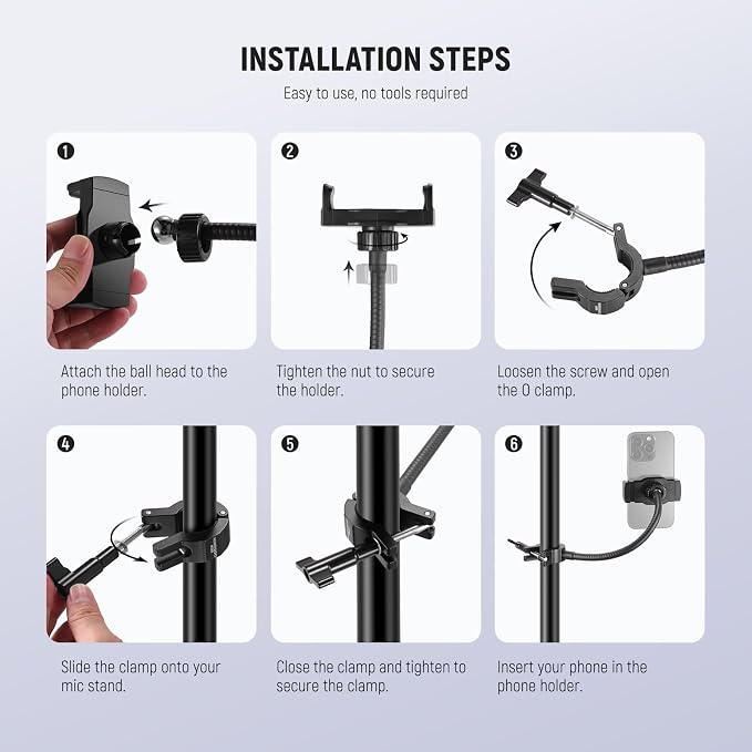 NEEWER BASICS Mic Stand Phone Holder - Image 6