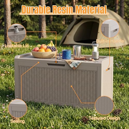 Outdoor Storage Box, 120 Gallon Waterproof Resin Patio Deck Box - Image 3