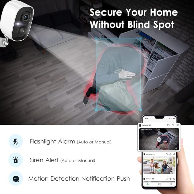 GMK Security Cameras Wireless Outdoor 4 Pack, 2K Battery Powered Cameras - Image 4