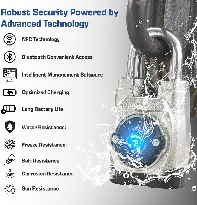 5th GEN Outdoor Smart Padlock – Keyless Bluetooth & NFC Lock, Heavy-Duty - Image 6