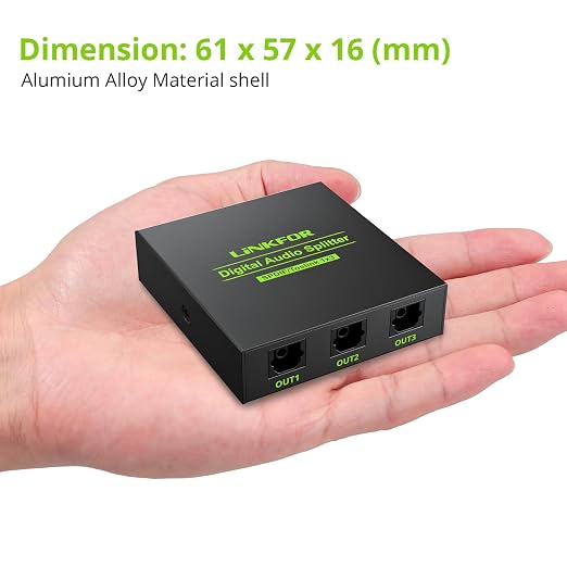 LiNKFOR Digital Optical Audio 1x3 Splitter Digital SPDIF Toslink Optical Fiber - Image 3