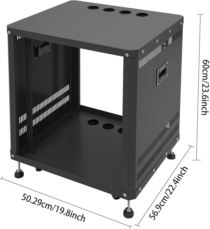 12U Stereo & Studio Rack with Wheels, Open Frame Audio Rack Cabinet, Rolling - Image 4