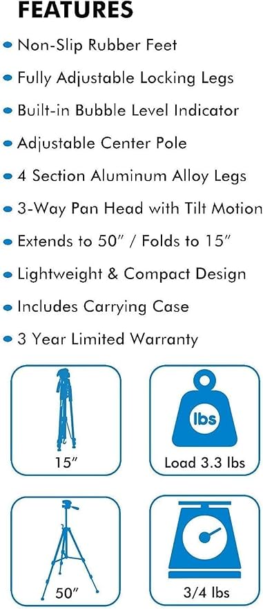 Lightweight 50 Inch Camera Tripod - Image 7