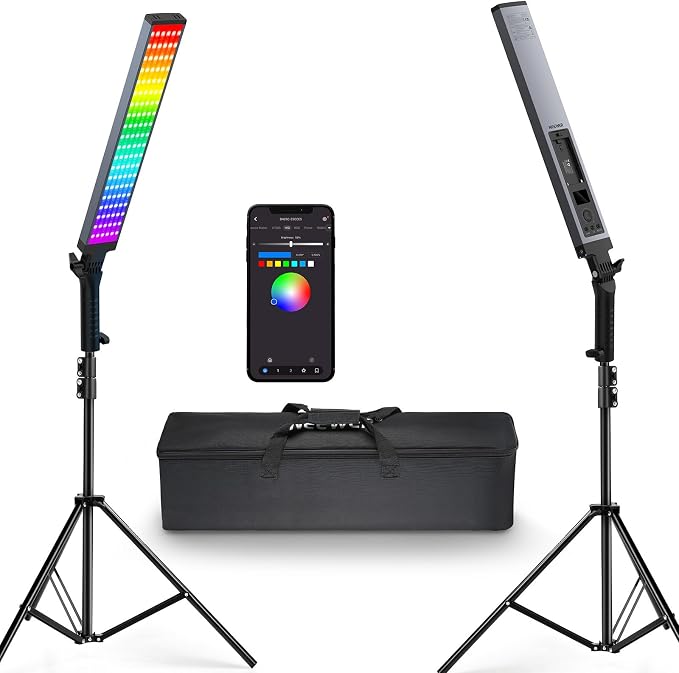 NEEWER Photography RGB Light Stick Kit, 2 Pack LED Video Tube Lights w/Stands by Neewer