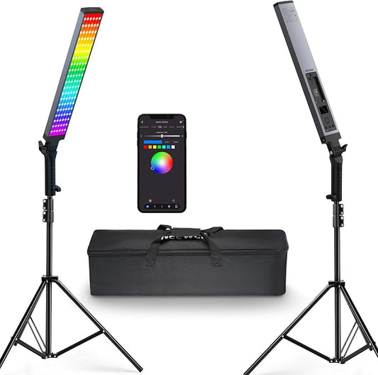 NEEWER Photography RGB Light Stick Kit, 2 Pack LED Video Tube Lights w/Stands by Neewer