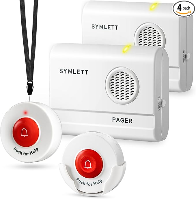 Caregiver Pager Call Button Wireless Call Bell Alert Buttons by SYNLETT