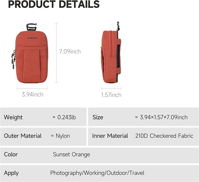 AMBITFUL Compact Sports Camera Bag, Shoulder Strap Storage Case, 3.94 x 1.57 x - Image 8